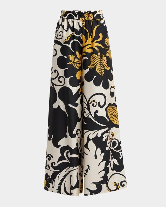 Marea-Print Wide-Leg Pull-On Palazzo Pants